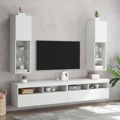 VIDAXL Meuble TV - Table TV - avec éclairage LED - blanc - 305x30x102 cm M3922 Blanc - Publicité VIDAXL Meuble TV - Table TV - avec éclairage LED - blanc - 305x30x102 cm M3922 Blanc - Publicité