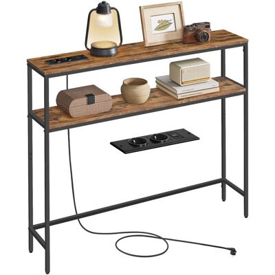 Console - VASAGLE - Multiprise Intégrée - Marron Rustique et Noir - 20x100x80 cm Marron - Publicité Console - VASAGLE - Multiprise Intégrée - Marron Rustique et Noir - 20x100x80 cm Marron - Publicité