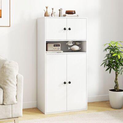 GIANTEX Buffet de Cuisine Moderne-Étagères Réglables-2 Armoires à 2 Portes-Compartiment Ouvert-Bibliothèque-54x30x111cm-Blanc Blanc - Publicité GIANTEX Buffet de Cuisine Moderne-Étagères Réglables-2 Armoires à 2 Portes-Compartiment Ouvert-Bibliothèque-54x30x111cm-Blanc Blanc - Publicité