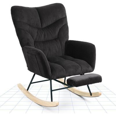 FlexiSpot Fauteuil de Relaxation à Bascule en Velours Côtelé avec Repose-pieds Rocking Chair pour Salon Balcon ou Terrasse Noir Noir - Publicité FlexiSpot Fauteuil de Relaxation à Bascule en Velours Côtelé avec Repose-pieds Rocking Chair pour Salon Balcon ou Terrasse Noir Noir - Publicité