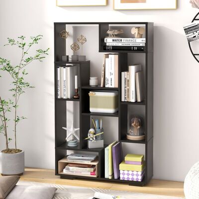 Bibliothèque Géométrique 120 cm COSTWAY Etagères Ouvertes Etagère de Rangement Autoportante avec Kits Anti-basculement Noir Noir - Publicité Bibliothèque Géométrique 120 cm COSTWAY Etagères Ouvertes Etagère de Rangement Autoportante avec Kits Anti-basculement Noir Noir - Publicité