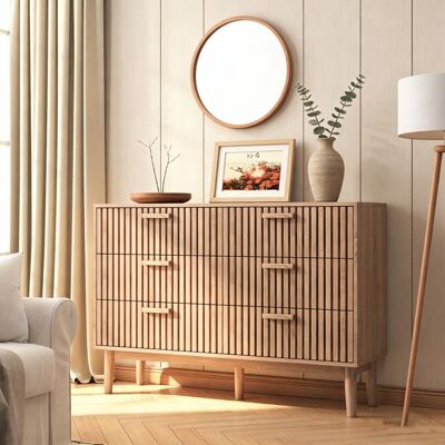 Commode avec 6 tiroirs COZY commode de chambre en bois pieds en bois 100x34x73 cm Aspect bois pour chambre salon Bois clair Marron - Publicité Commode avec 6 tiroirs COZY commode de chambre en bois pieds en bois 100x34x73 cm Aspect bois pour chambre salon Bois clair Marron - Publicité