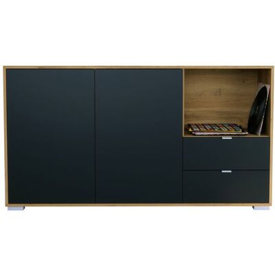 VLADON Buffet Milano commode 2 portes noir mat & 2 tiroirs noir mat corps Chêne Evoke (1525x83x37 cm) Noir - Publicité VLADON Buffet Milano commode 2 portes noir mat & 2 tiroirs noir mat corps Chêne Evoke (1525x83x37 cm) Noir - Publicité
