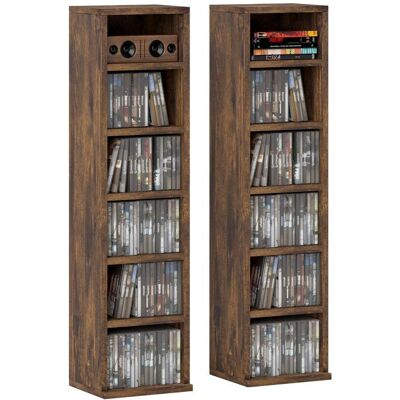Armoire de rangement CD-DVD - HOMCOM - 6 + 6 compartiments - capacité max. 204 CD - 21 x 225 x 885 cm - brun rustique Marron - Publicité Armoire de rangement CD-DVD - HOMCOM - 6 + 6 compartiments - capacité max. 204 CD - 21 x 225 x 885 cm - brun rustique Marron - Publicité