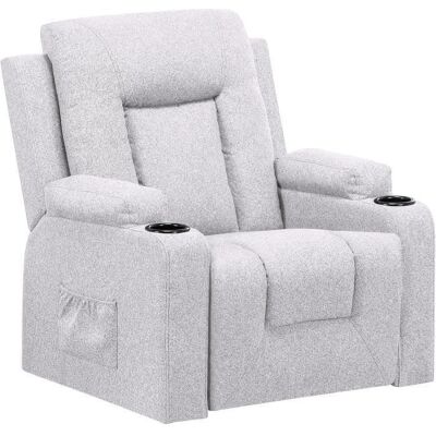COMHOMA Fauteuil Relaxation en Tissu avec Fonction Inclinable Recliner Chair 2 Poches Latérales et Porte-Tasse Gris Clair Gris - Publicité COMHOMA Fauteuil Relaxation en Tissu avec Fonction Inclinable Recliner Chair 2 Poches Latérales et Porte-Tasse Gris Clair Gris - Publicité