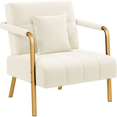 Yaheetech Fauteuil de Salon en Velours Canapé 1 Place Relaxation avec Coussin Carré Cadre en Métal Doré Beige Beige - Publicité Yaheetech Fauteuil de Salon en Velours Canapé 1 Place Relaxation avec Coussin Carré Cadre en Métal Doré Beige Beige - Publicité