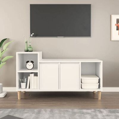 vidaXL Meuble TV Blanc 100x35x55 cm Bois dingénierie 821172 Blanc - Publicité vidaXL Meuble TV Blanc 100x35x55 cm Bois dingénierie 821172 Blanc - Publicité