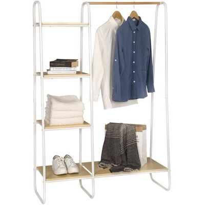 EUGAD Porte-Manteau avec étagères de rangement en MDF et métal 102x39.5x150cm Chêne Clair Beige - Publicité EUGAD Porte-Manteau avec étagères de rangement en MDF et métal 102x39.5x150cm Chêne Clair Beige - Publicité