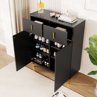 Generic Meuble a chaussures 83x35x101 cm avec étagères réglables Armoire à chaussures avec tiroirs Meuble entree en noir Noir - Publicité Generic Meuble a chaussures 83x35x101 cm avec étagères réglables Armoire à chaussures avec tiroirs Meuble entree en noir Noir - Publicité