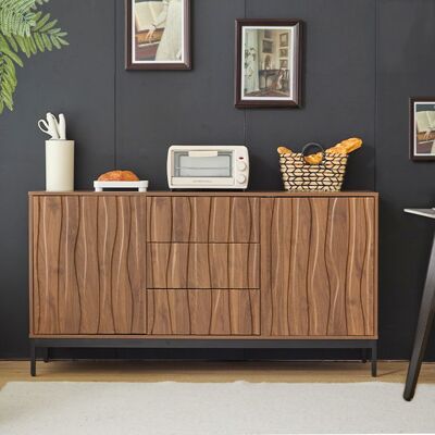 NALOOKAMIC Grand Buffet Vintage en Chêne Foncé Veiné 3 Tiroirs Armoire de Cuisine Rétro Meuble SalonEntrée 150x40x80cm Marron - Publicité NALOOKAMIC Grand Buffet Vintage en Chêne Foncé Veiné 3 Tiroirs Armoire de Cuisine Rétro Meuble SalonEntrée 150x40x80cm Marron - Publicité