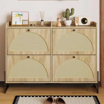Generic Meuble a chaussures 121x25x91.5 cm avec 4 portes battantes Armoire à chaussures réglable Meuble entree pour entrée couloir Marron - Publicité Generic Meuble a chaussures 121x25x91.5 cm avec 4 portes battantes Armoire à chaussures réglable Meuble entree pour entrée couloir Marron - Publicité