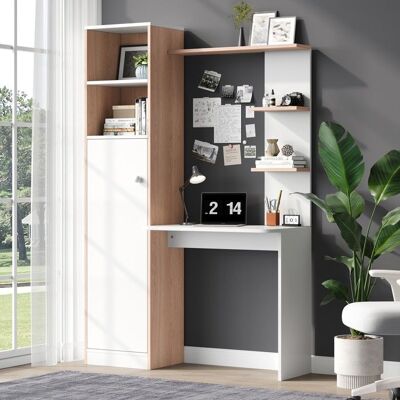 MERAX Bureau ordinateur avec Rangement Blanc & Bois Armoire Fermée + Étagères Postes de Travail Home Office 1235×45×1685 cm Blanc - Publicité MERAX Bureau ordinateur avec Rangement Blanc & Bois Armoire Fermée + Étagères Postes de Travail Home Office 1235×45×1685 cm Blanc - Publicité