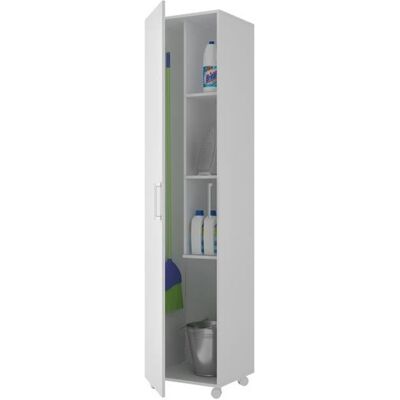 PEGANE Armoire placard de rangement Chloé avec 1 porte à roulettes coloris blanc - longueur 42 x profondeur 41 x hauteur 183 cm Blanc - Publicité PEGANE Armoire placard de rangement Chloé avec 1 porte à roulettes coloris blanc - longueur 42 x profondeur 41 x hauteur 183 cm Blanc - Publicité