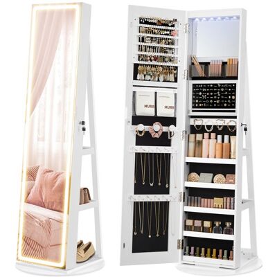 SONGMICS Armoire à Bijoux sur Pied avec Miroir avec Éclairage Réglable Verrouillable Grand Espace de Rangement Blanc Nuage Blanc - Publicité SONGMICS Armoire à Bijoux sur Pied avec Miroir avec Éclairage Réglable Verrouillable Grand Espace de Rangement Blanc Nuage Blanc - Publicité