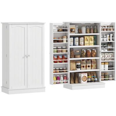 Armoire meuble de cuisine - HOMCOM - 2 portes avec 5 étagères et 12 porte-épices - 60 x 30 x 104 cm - blanc Blanc - Publicité Armoire meuble de cuisine - HOMCOM - 2 portes avec 5 étagères et 12 porte-épices - 60 x 30 x 104 cm - blanc Blanc - Publicité