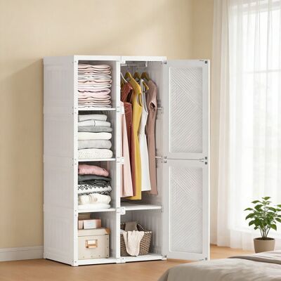KILISKY Armoire Chambre - Armoire de Rangement - 6 Portes et 8 Compartiments - Penderie intégrée - Armoire Plastique - 69x50x136cm - Blanc Blanc - Publicité KILISKY Armoire Chambre - Armoire de Rangement - 6 Portes et 8 Compartiments - Penderie intégrée - Armoire Plastique - 69x50x136cm - Blanc Blanc - Publicité
