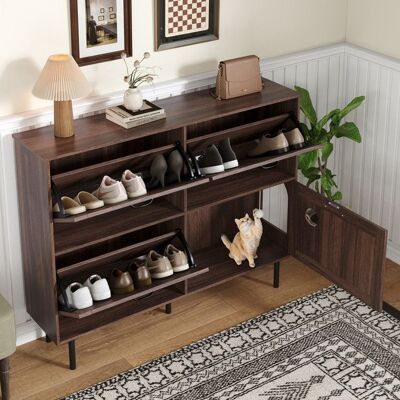 Generic Meuble a chaussures 120×28×92 cm avec étagère pour jouets pour animaux Armoire à chaussures étroite à 3 portes Marron - Publicité Generic Meuble a chaussures 120×28×92 cm avec étagère pour jouets pour animaux Armoire à chaussures étroite à 3 portes Marron - Publicité