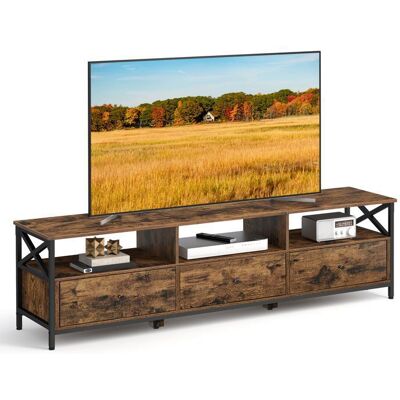VASAGLE Meuble TV pour Télévision jusquà 80 Pouces Support Télé 178 x 40 x 50 cm Cadre en Acier Marron Rustique et Noir Marron - Publicité VASAGLE Meuble TV pour Télévision jusquà 80 Pouces Support Télé 178 x 40 x 50 cm Cadre en Acier Marron Rustique et Noir Marron - Publicité