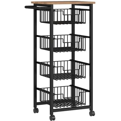 Generic Chariot de rangement à roulettes avec plan de travail 4 paniers extensibles en acier desserte roulante pour bureau 495x31x91 cm Noir - Publicité Generic Chariot de rangement à roulettes avec plan de travail 4 paniers extensibles en acier desserte roulante pour bureau 495x31x91 cm Noir - Publicité