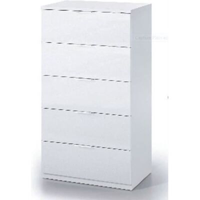 PEGANE Commode avec 5 tiroirs coloris blanc artic - 110 x 60 x 40 cm Blanc - Publicité PEGANE Commode avec 5 tiroirs coloris blanc artic - 110 x 60 x 40 cm Blanc - Publicité