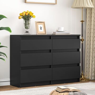 YITAHOME Commode à 6 Tiroirs en Bois pour Chambre à Coucher Meuble de Rangement Moderne pour Chambre Chevet 100 x 30 x 70cm Noir Noir - Publicité YITAHOME Commode à 6 Tiroirs en Bois pour Chambre à Coucher Meuble de Rangement Moderne pour Chambre Chevet 100 x 30 x 70cm Noir Noir - Publicité
