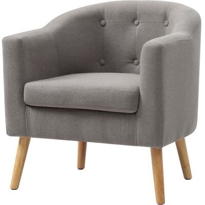 JOYCE Fauteuil pieds bois Hévéa massif - Tissu effet feutrine - Gris - Scandinave - L 70 x P 64 cm Gris - Publicité JOYCE Fauteuil pieds bois Hévéa massif - Tissu effet feutrine - Gris - Scandinave - L 70 x P 64 cm Gris - Publicité