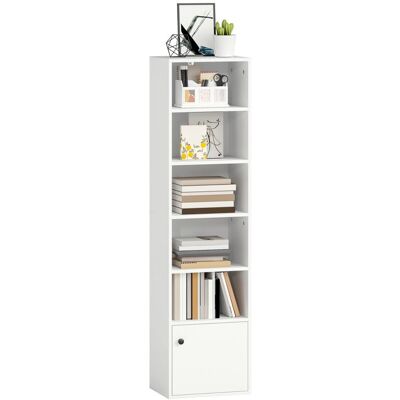 Bibliothèque - HOMCOM - 6 niveaux - avec 3 étagères réglables et placard - style moderne - 40 x 30 x 156 cm - blanc Blanc - Publicité Bibliothèque - HOMCOM - 6 niveaux - avec 3 étagères réglables et placard - style moderne - 40 x 30 x 156 cm - blanc Blanc - Publicité