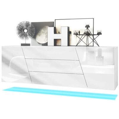 Buffet Houston VLADON - 2 portes 3 tiroirs - Blanc brillant - LED inclus Blanc - Publicité Buffet Houston VLADON - 2 portes 3 tiroirs - Blanc brillant - LED inclus Blanc - Publicité