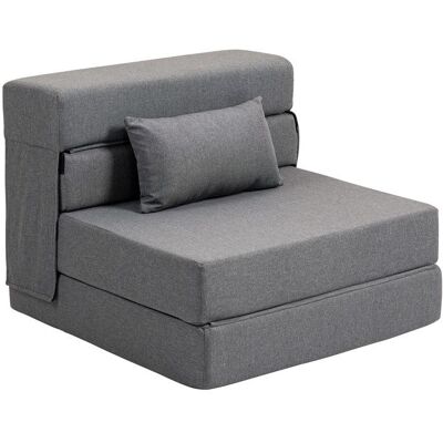 Fauteuil convertible 1 place - HOMCOM - pliant - coussin - pour invités salon petit espace - tissu en lin - 210x80x15cm - gris Gris - Publicité Fauteuil convertible 1 place - HOMCOM - pliant - coussin - pour invités salon petit espace - tissu en lin - 210x80x15cm - gris Gris - Publicité