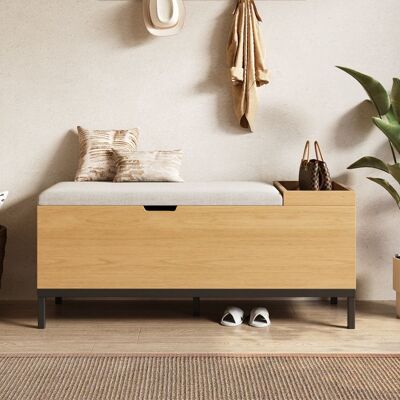 MERAX Banc à Chaussures Coffre de Rangement avec Assise Rembourrée Bois Naturel Meuble d’Entrée 115×40×495 cm Beige - Publicité MERAX Banc à Chaussures Coffre de Rangement avec Assise Rembourrée Bois Naturel Meuble d’Entrée 115×40×495 cm Beige - Publicité