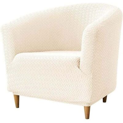 Housse de fauteuil 1 place extensible - PZCC - Jacquard - Blanc cassé - Polyester et spandex - 60-90 cm Blanc - Publicité Housse de fauteuil 1 place extensible - PZCC - Jacquard - Blanc cassé - Polyester et spandex - 60-90 cm Blanc - Publicité