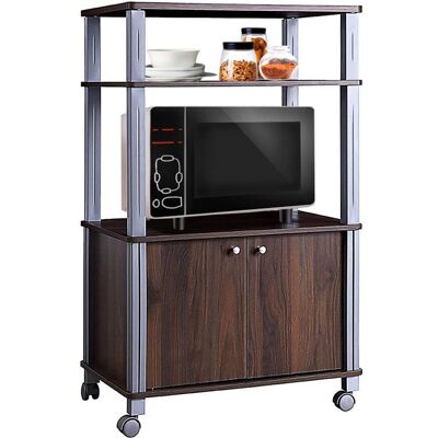 GIANTEX Étagère de Micro-Ondes à Roulettes-Desserte de Cuisine-Meuble de Rangement avec Portes-Étagères Ouvertes-60x40x98cm-Noyer Marron - Publicité GIANTEX Étagère de Micro-Ondes à Roulettes-Desserte de Cuisine-Meuble de Rangement avec Portes-Étagères Ouvertes-60x40x98cm-Noyer Marron - Publicité