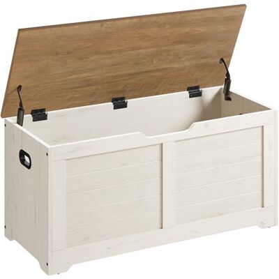 Banc à Chaussures - VASAGLE - Imitation Grange - Blanc Rustique et Marron Miel - 40x100x46 cm Blanc - Publicité Banc à Chaussures - VASAGLE - Imitation Grange - Blanc Rustique et Marron Miel - 40x100x46 cm Blanc - Publicité