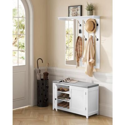 VASAGLE Meuble dentrée Vestiaire Double Porte Coussin Amovible Largeur de 82 cm Blanc Nuage Blanc - Publicité VASAGLE Meuble dentrée Vestiaire Double Porte Coussin Amovible Largeur de 82 cm Blanc Nuage Blanc - Publicité