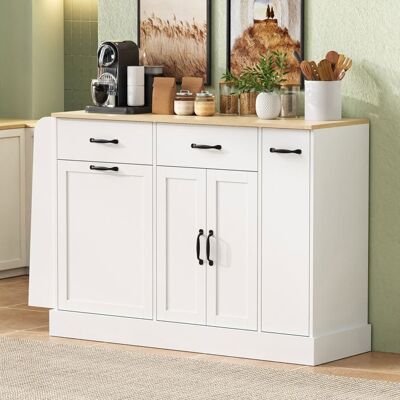 MERAX Buffet Blanc - avec Compartiment Poubelle et Étagères Épices - Meuble de Rangement Cuisine et Salle à Manger - 1335 x 40 x 86 cm Blanc - Publicité MERAX Buffet Blanc - avec Compartiment Poubelle et Étagères Épices - Meuble de Rangement Cuisine et Salle à Manger - 1335 x 40 x 86 cm Blanc - Publicité