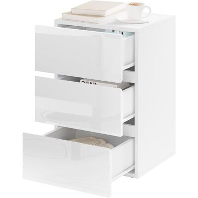 Chevet EUGAD Table de Nuit avec 3 Tirroirs Brillants Table dAppoint Scandinave Blanc E0EG0049 Blanc - Publicité Chevet EUGAD Table de Nuit avec 3 Tirroirs Brillants Table dAppoint Scandinave Blanc E0EG0049 Blanc - Publicité