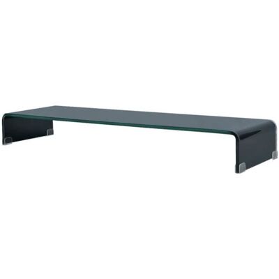 vidaXL Meuble TV/ Support pour moniteur 100 x 30 x 13 cm Verre Noir Noir - Publicité vidaXL Meuble TV/ Support pour moniteur 100 x 30 x 13 cm Verre Noir Noir - Publicité