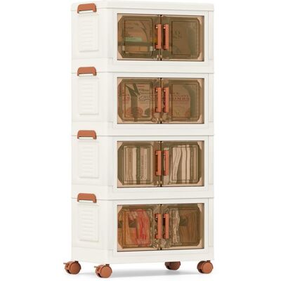 COSTWAY Boîte Rangement 208 L avec Couvercle 4 Caisses de Rangement Pliables Roues Universelles avec Freins pour Chambre Salon - Publicité COSTWAY Boîte Rangement 208 L avec Couvercle 4 Caisses de Rangement Pliables Roues Universelles avec Freins pour Chambre Salon - Publicité
