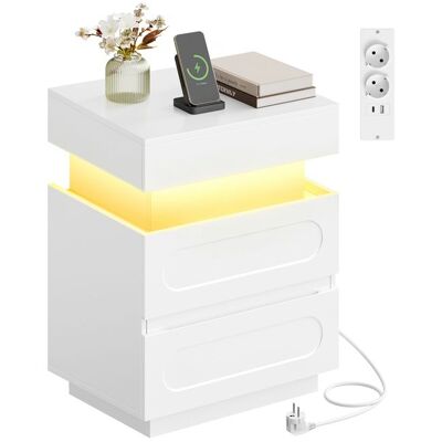 WOLTU Table de Chevet Connctée Table de Nuit LED Compartiment Caché avec Serrure 45x40x58 cm Blanc Blanc - Publicité WOLTU Table de Chevet Connctée Table de Nuit LED Compartiment Caché avec Serrure 45x40x58 cm Blanc Blanc - Publicité