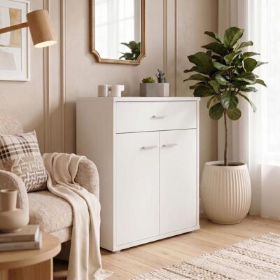 Idimex Buffet MONACO commode meuble de rangement avec 1 tiroir et 2 portes en mélaminé blanc Blanc - Publicité Idimex Buffet MONACO commode meuble de rangement avec 1 tiroir et 2 portes en mélaminé blanc Blanc - Publicité