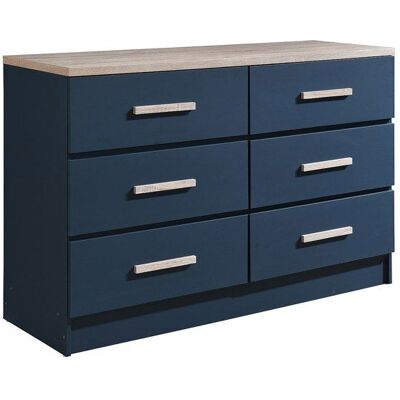 VENTE-UNIQUE Commode 6 tiroirs - Bleu et naturel - SKAIDO Bleu - Publicité VENTE-UNIQUE Commode 6 tiroirs - Bleu et naturel - SKAIDO Bleu - Publicité