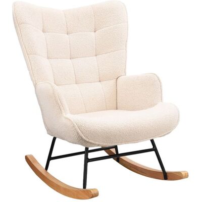 COZIFOME Fauteuil à bascule avec polaire Sherpa bois massif et cadre en métal Chaise à Bascule avec dossier haut et assisebeige Beige - Publicité COZIFOME Fauteuil à bascule avec polaire Sherpa bois massif et cadre en métal Chaise à Bascule avec dossier haut et assisebeige Beige - Publicité