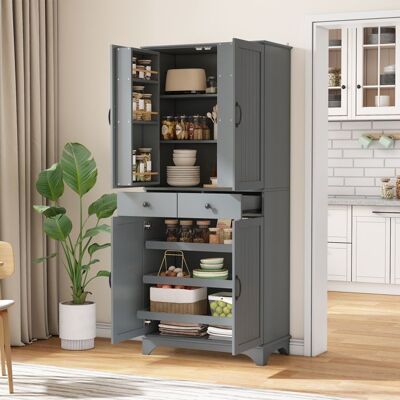 MERAX Armoire Haute de Rangement Gris avec Tiroirs Étagères Réglables et Tablette Coulissante pour Cuisine Salon Gris - Publicité MERAX Armoire Haute de Rangement Gris avec Tiroirs Étagères Réglables et Tablette Coulissante pour Cuisine Salon Gris - Publicité