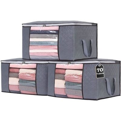 Sac de Rangement - Non-Tissé - 60x35x40cm - Gris - 3 pièces Gris - Publicité Sac de Rangement - Non-Tissé - 60x35x40cm - Gris - 3 pièces Gris - Publicité