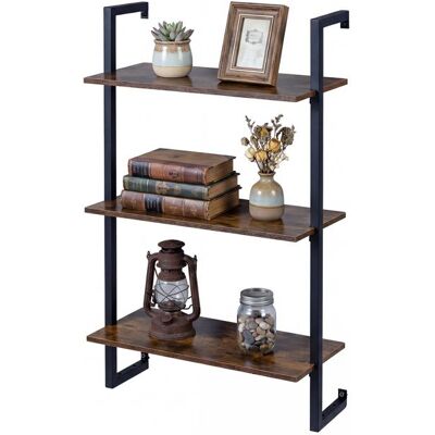 Étagère Murale à 3 Niveaux COSTWAY pour Bar à Café Support de Rangement Suspendu pour Cuisine Salon Bureau Salle de Bain Marron - Publicité Étagère Murale à 3 Niveaux COSTWAY pour Bar à Café Support de Rangement Suspendu pour Cuisine Salon Bureau Salle de Bain Marron - Publicité