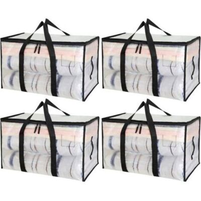 ZHIJIE SARL Grand Rangement Vetement 90L 4 Pièces Boîte de Déménagement Transparente Sac Rangement Vetement sac rangement Noir - Publicité ZHIJIE SARL Grand Rangement Vetement 90L 4 Pièces Boîte de Déménagement Transparente Sac Rangement Vetement sac rangement Noir - Publicité