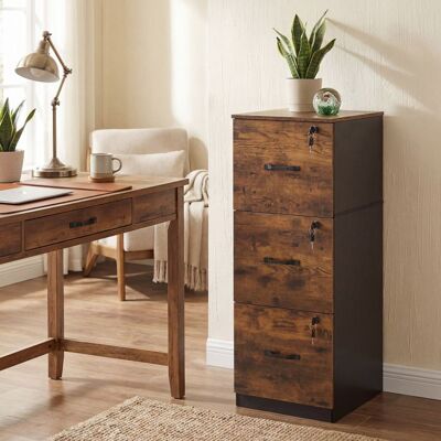 VASAGLE Caisson de Bureau 3 Tiroirs Verrouillables Tringles Réglables Compatible avec Formats A4 Marron Marron - Publicité VASAGLE Caisson de Bureau 3 Tiroirs Verrouillables Tringles Réglables Compatible avec Formats A4 Marron Marron - Publicité