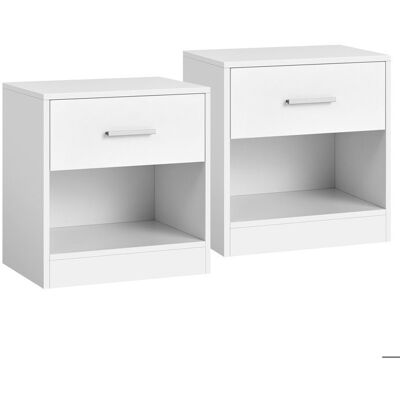 Ensemble de Tables de Nuit VASAGLE - Blanc - Avec Tiroir et Étagère - Publicité Ensemble de Tables de Nuit VASAGLE - Blanc - Avec Tiroir et Étagère - Publicité
