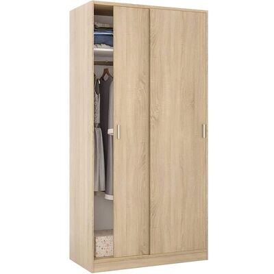 PEGANE Armoire de 2 Portes Coulissantes décor chêne canadien - L 100 cm x H 200 x P 50 cm Beige - Publicité PEGANE Armoire de 2 Portes Coulissantes décor chêne canadien - L 100 cm x H 200 x P 50 cm Beige - Publicité