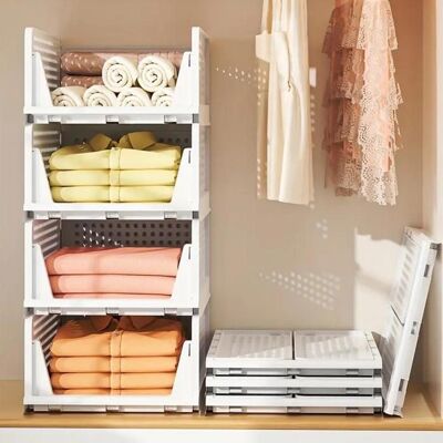 SUPFINE Rangement Vetement Empilable Lot de 4 Tiroir Coulissant Organisateur Armoire avec couvercle Pour Vêtements Couettes Blanc - Publicité SUPFINE Rangement Vetement Empilable Lot de 4 Tiroir Coulissant Organisateur Armoire avec couvercle Pour Vêtements Couettes Blanc - Publicité